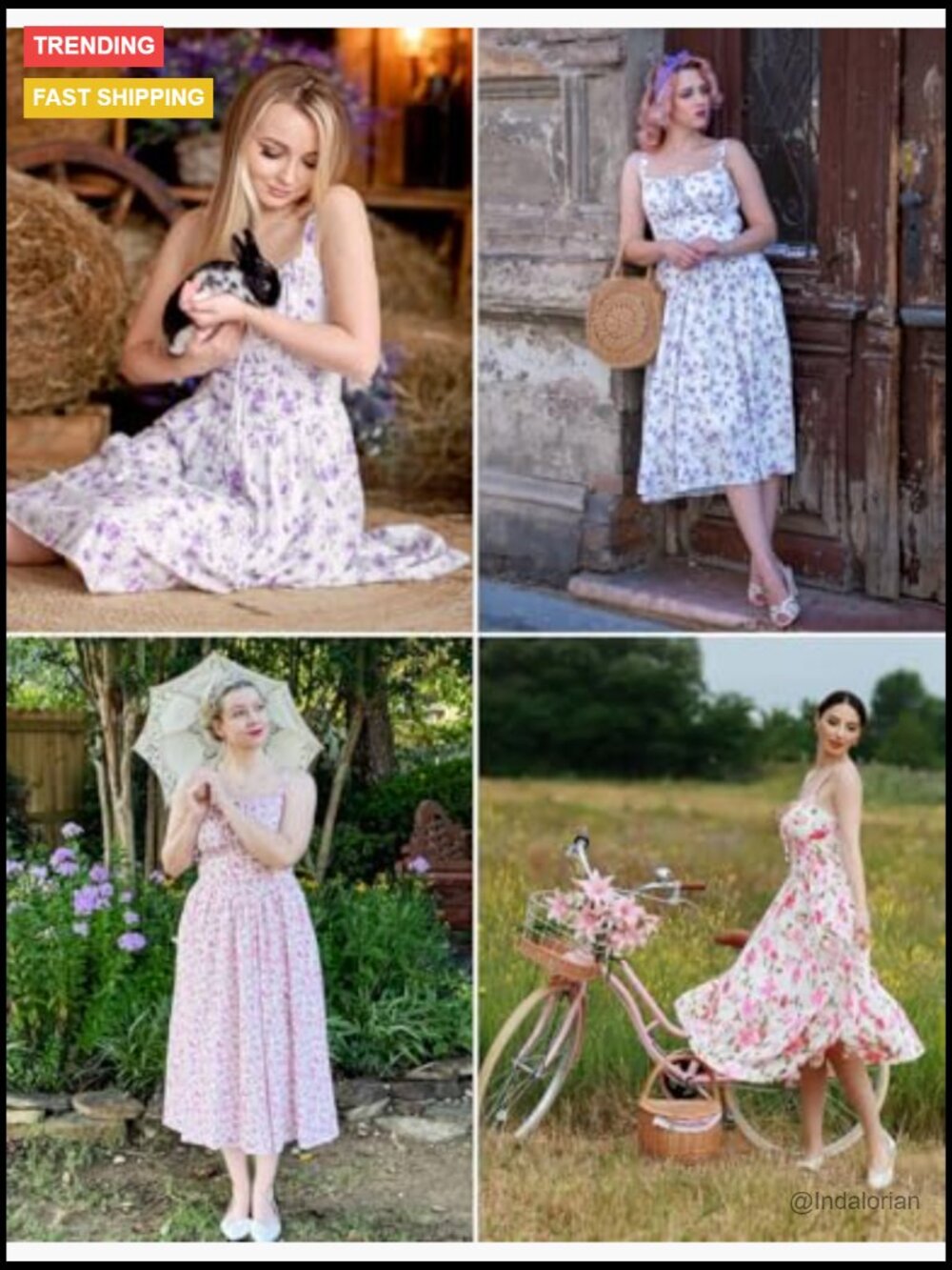Womens Floral Midi Corset Dress Sundress with Pockets - Picture 6 of 7